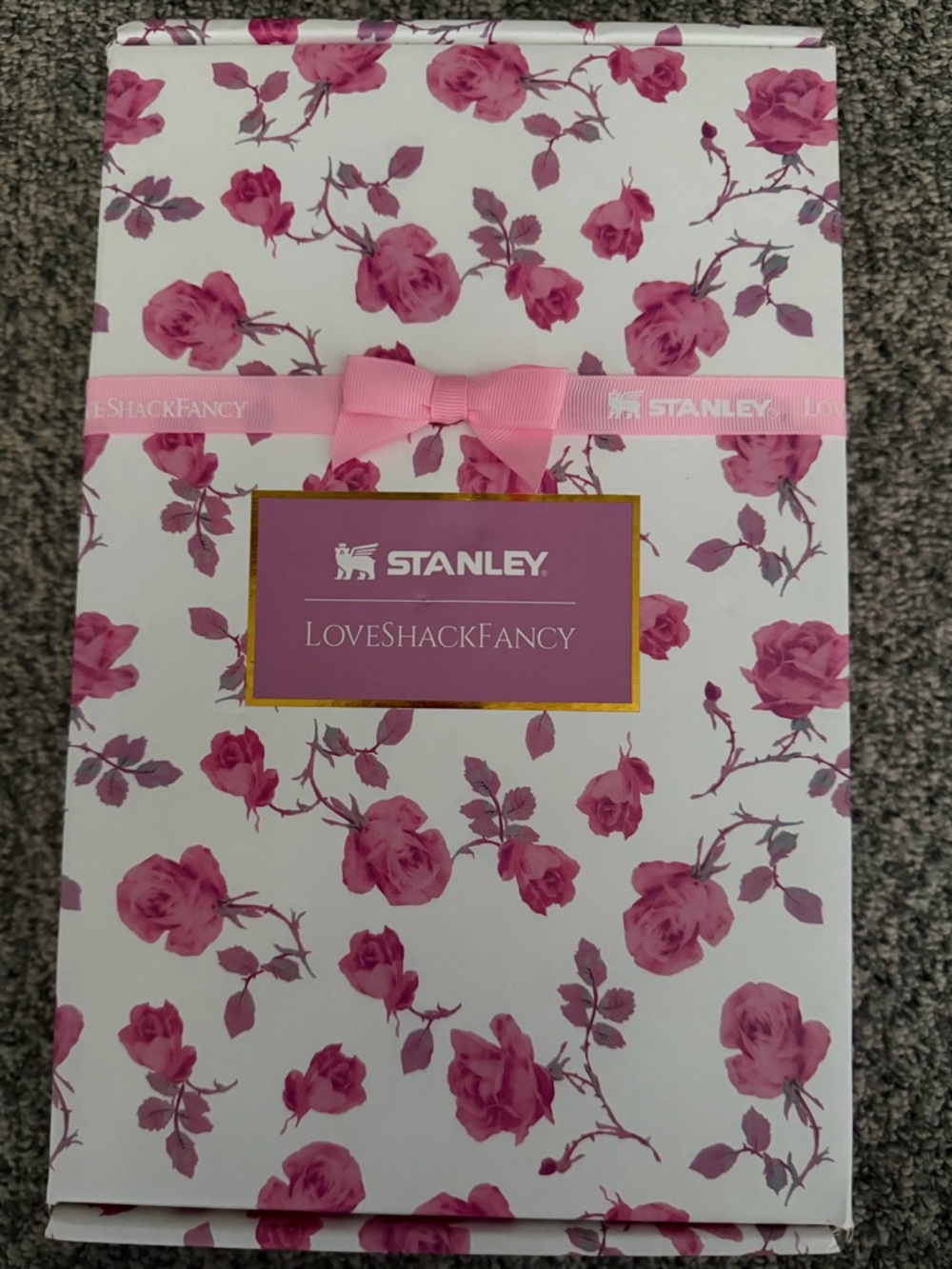 *No Tumbler* Stanley LoveShackFancy Gift Box with Pink Ribbon Pink & White Roses